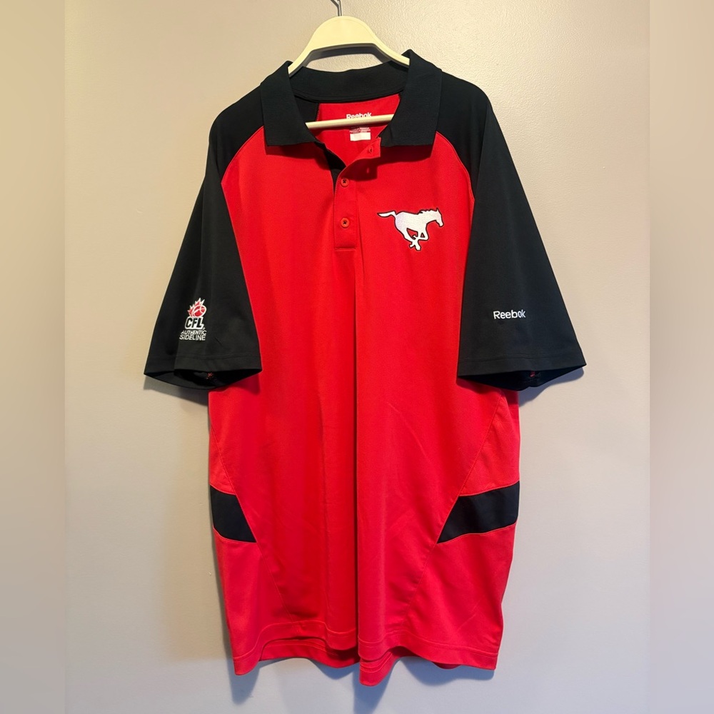 Stampeders Reebok Red and Black Athletic Polo Shirt